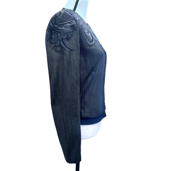 ROBERTO CAVALLI BLACK TOOLED & STITCHED LEATHER JACKET - Picture 5 of 15